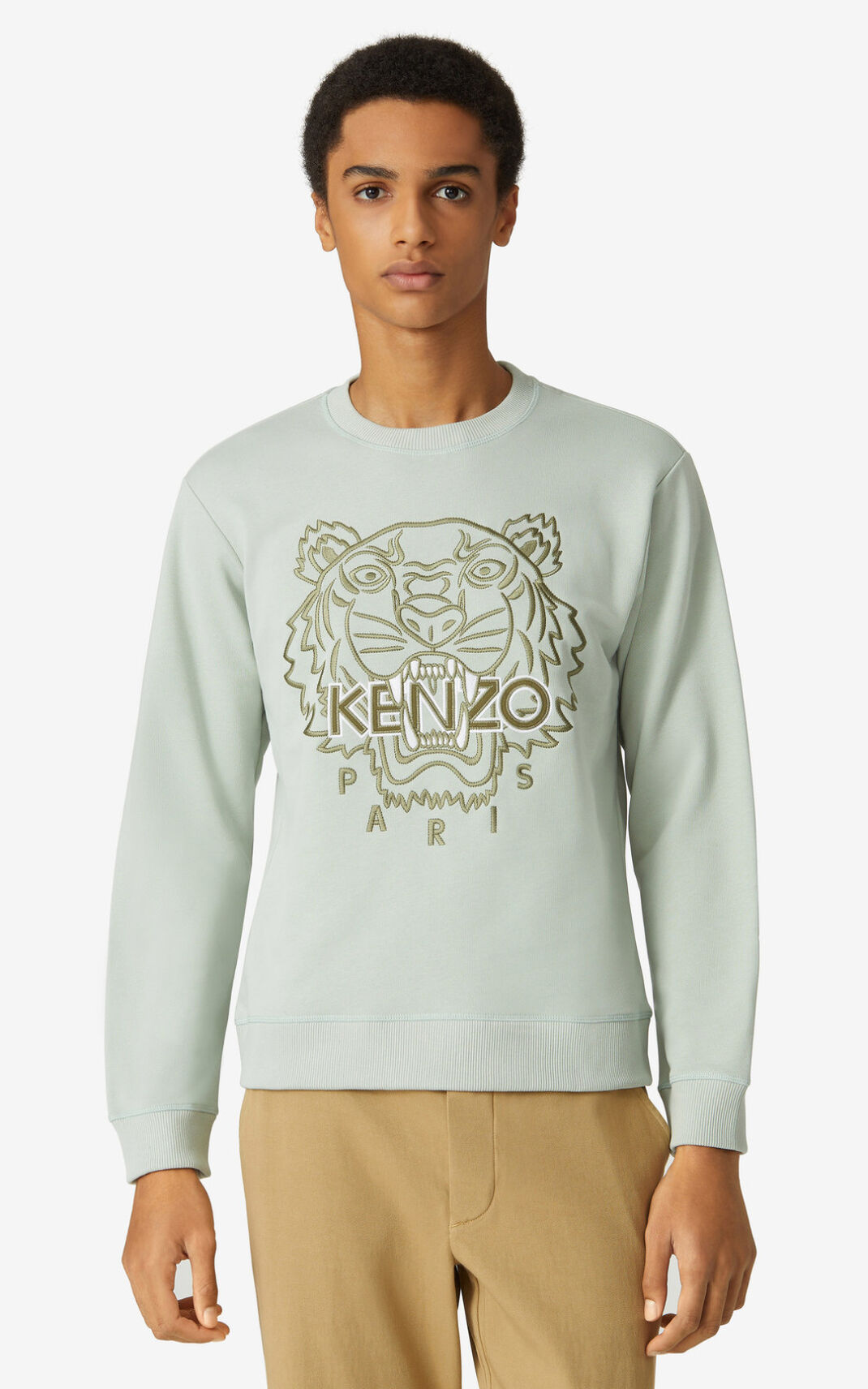 Kenzo Tiger Sweatshirt Olive Green For Mens 1076NZEVF